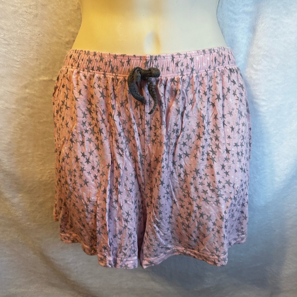 Pink Star Patterned Pajama Shorts Size Large